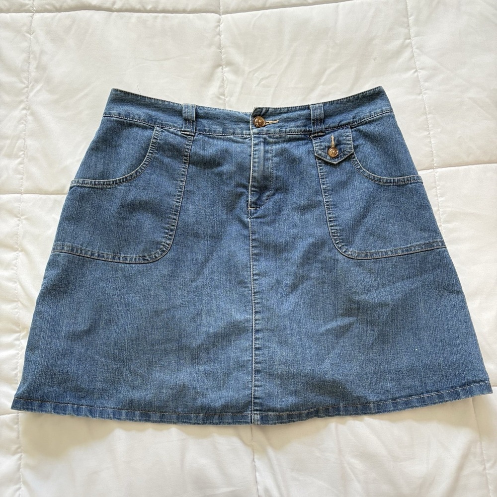 Vintage Y2K Denim Blue Jean Skirt Skort Womens 8‎ Cotton Grunge Feminine Dainty